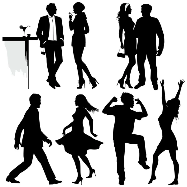 Several people are dancing on the party — Stock Vector