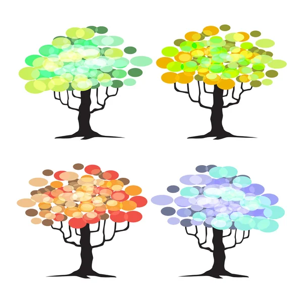 Dört mevsim ağaç - grafik elemanları - soyut — Stok Vektör