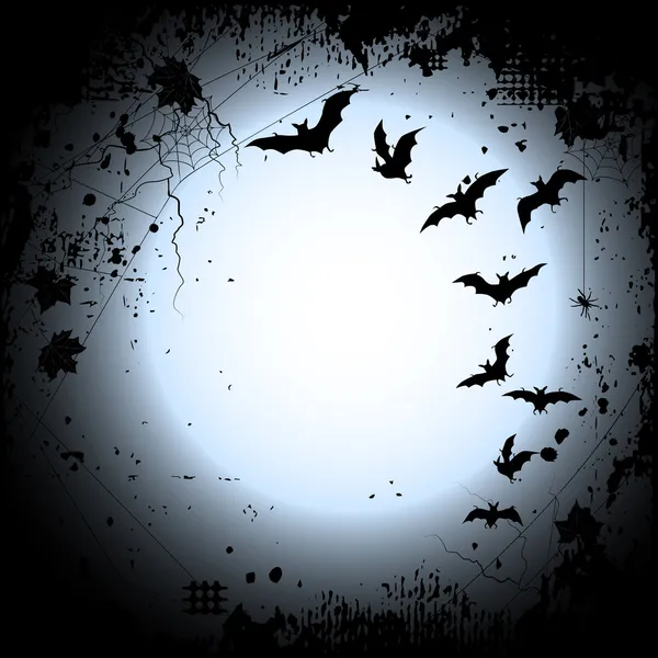 Sfondo di Halloween con luna piena e pipistrelli — Vettoriale Stock