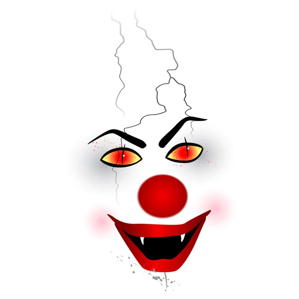 Faccia spaventosa - clown sullo sfondo bianco — Vettoriale Stock