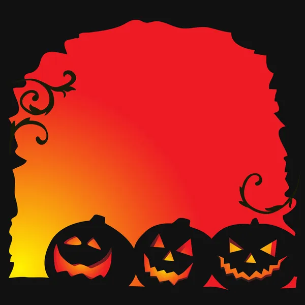 Halloween fond - deux citrouilles et toile d'araignée — Image vectorielle