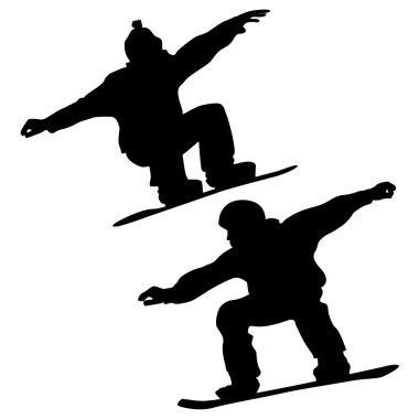 koleksiyon. snowboard ve bir kayakçı