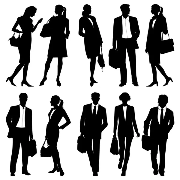 Hommes d'affaires - équipe globale - silhouettes vectorielles — Image vectorielle