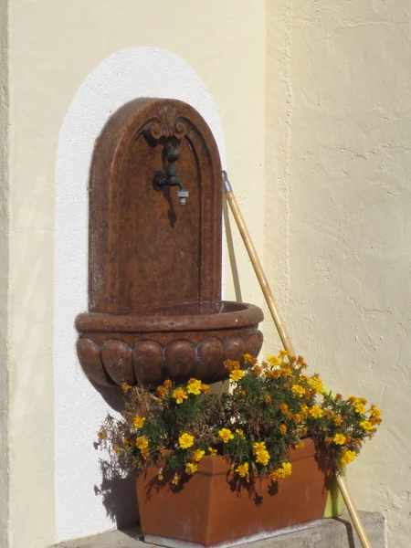 Vintage charmante werpen met antieke bekken. — Stockfoto