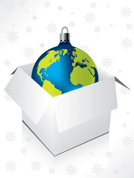 Boxed blue globe decoration — Stock Vector