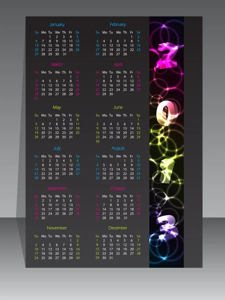 Πολύχρωμο 2013 πλάσματος ημερολόγιο — Διανυσματικό Αρχείο