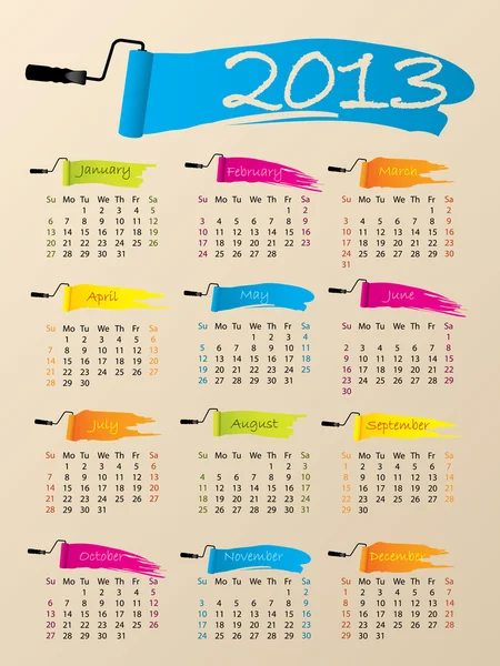 Pintado 2013 calendario de diseño — Archivo Imágenes Vectoriales