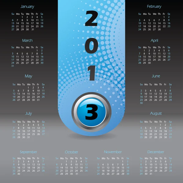 2013 label calendar with dark background — Stock Vector