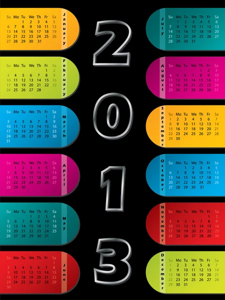 2013 kalender op donkere achtergrond — Stockvector