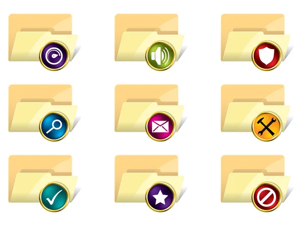 Folder icon set of 9 — Stok Vektör