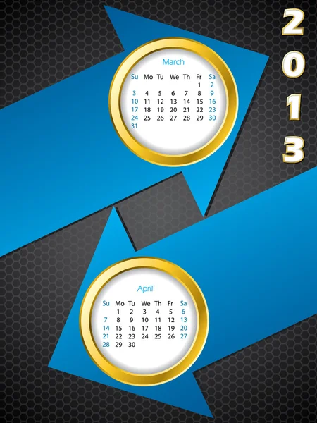 Pfeilkalender 2013 für März und April — Stockvektor