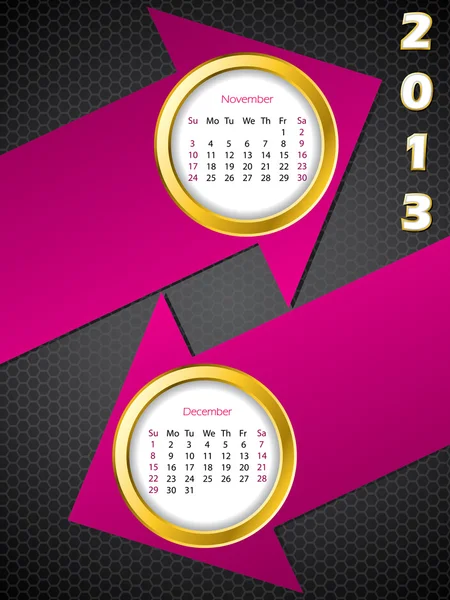 Calendario delle frecce 2013 per novembre e dicembre — Vettoriale Stock