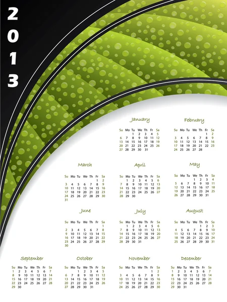 2013 green striped calendar — Stock Vector