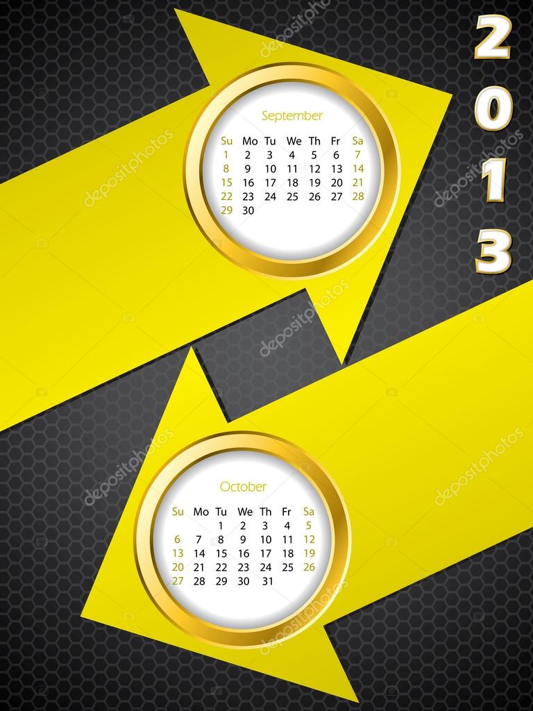 2013 arrow calendar for september and october Stock Vector by ©vipervxw  #13054133