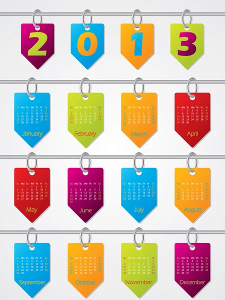 Opknoping kalender ontwerp voor 2013 — Stockvector