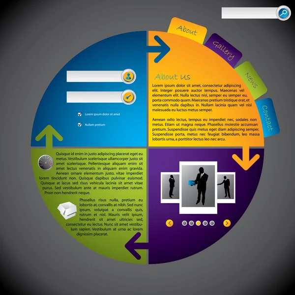 クールな新しい回転ウェブサイト テンプレート — ストックベクタ