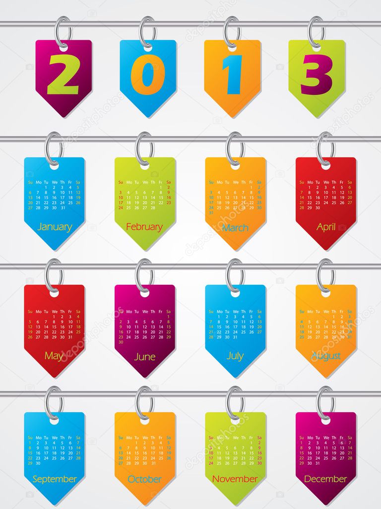 Hanging calendar design for 2013