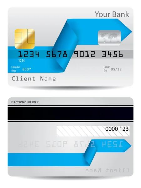 Gebogen pijl lint creditcard ontwerp — Stockvector