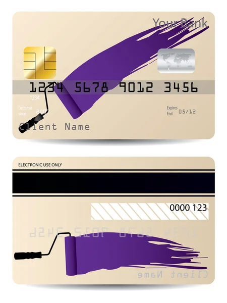 Credit card design with paint roller — Stock Vector