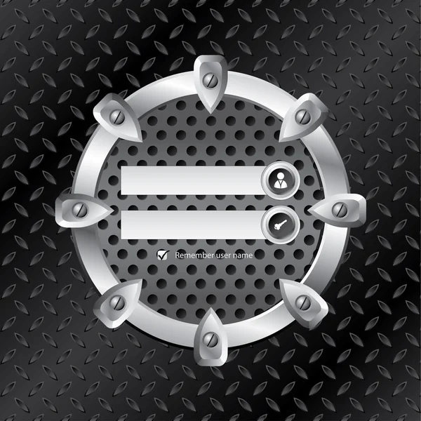 Écran de connexion industriel abstrait avec anneau métallique — Image vectorielle