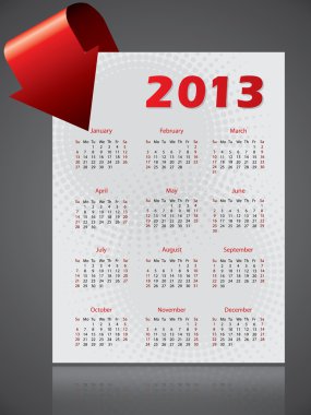 ok bükme ile 2013 takvim tasarımı