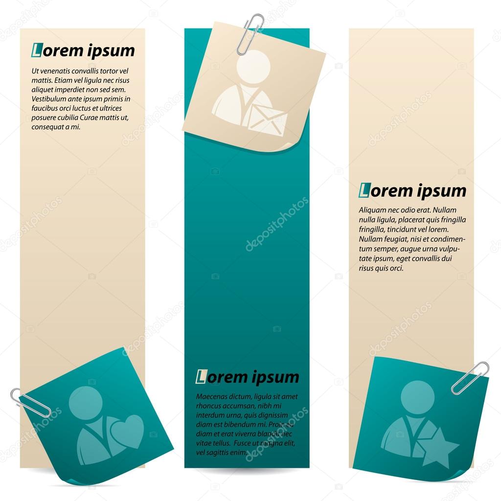 Banners with social network theme notepapers