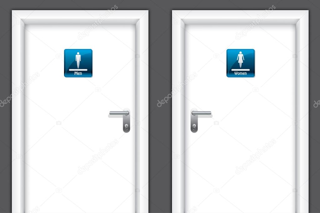 Doors with restroom symbols
