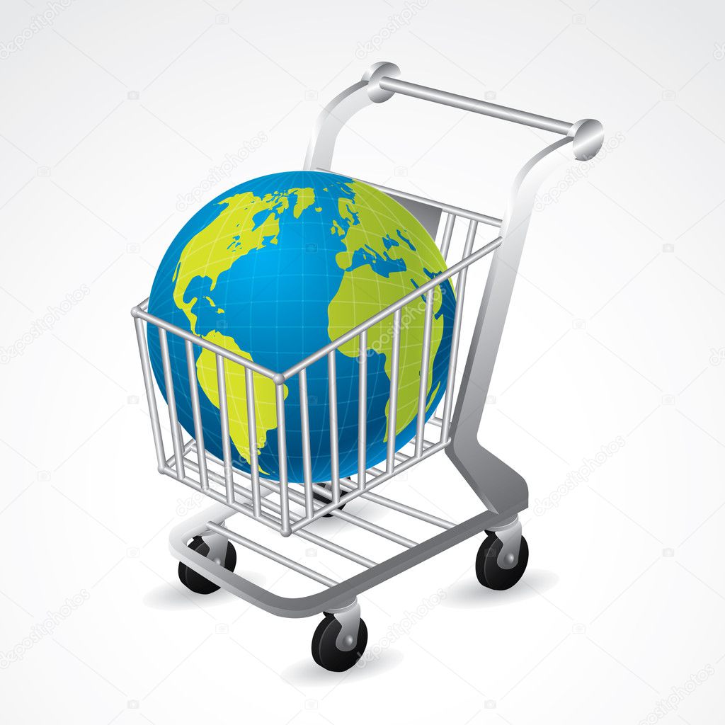 Shopping cart carrying the globe