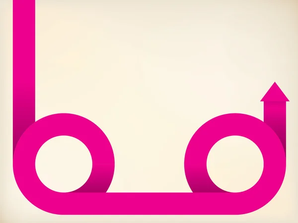 Curving pink arrow shaped ribbon — Stock Vector