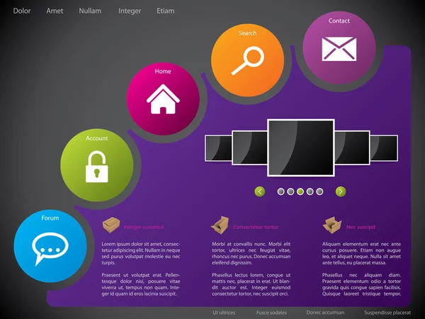Renkli çıkartmaları ile Web sitesi şablon tasarımı — Stok Vektör