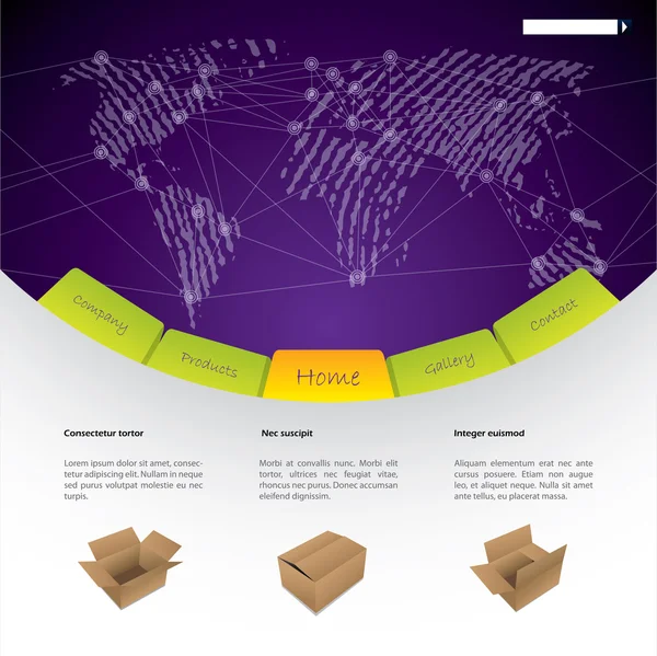 Leverans över hela världen webbplats mall design — Stock vektor