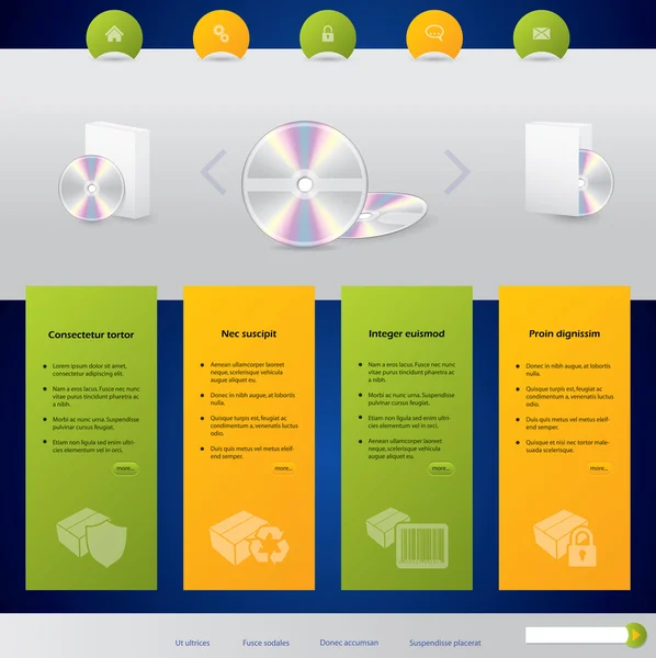 Conception de modèle de site Web pour la vente de produits — Image vectorielle