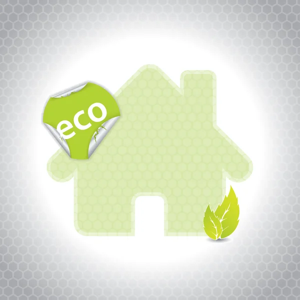 Eco house design with sticker — Stock Vector