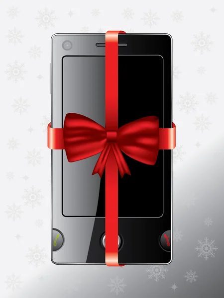 Mobiele telefoon als gift van Kerstmis — Stockvector