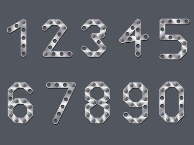 Drilled metallic numbers clipart