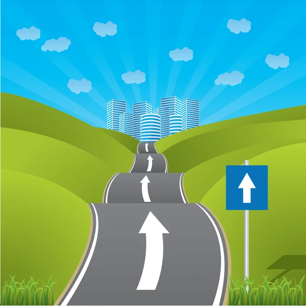 Road heading for city — Stock Vector