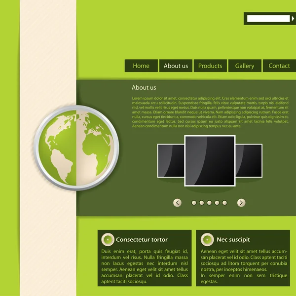 Yeşil Web sitesi tasarım şablonu — Stok Vektör