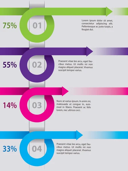 Oklar diyagram Infographic tasarım gibi kıvırma — Stok Vektör