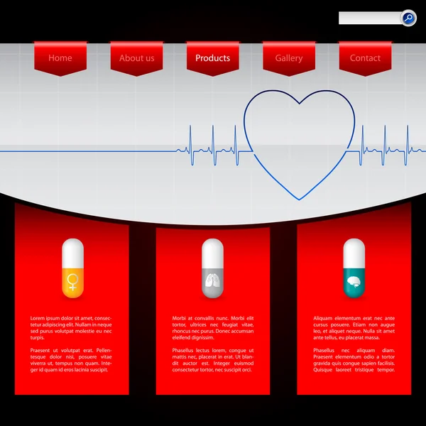 Design del modello di sito web della farmacia — Vettoriale Stock
