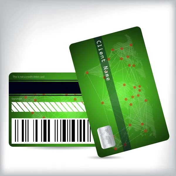 Ön ve arka sadakat kartı tasarım yeşil — Stok Vektör