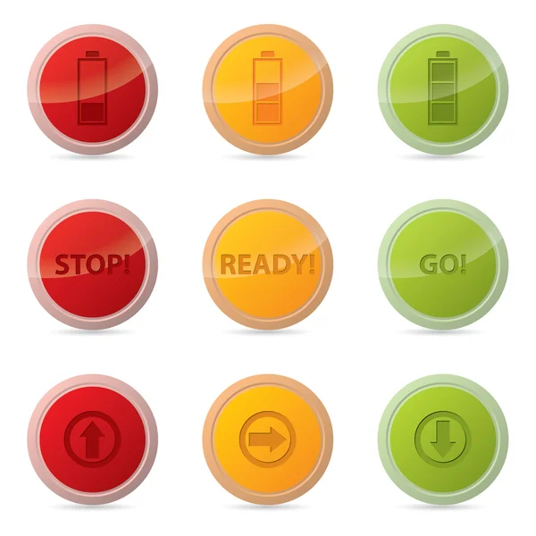Jeu de boutons Web avec diverses icônes — Image vectorielle
