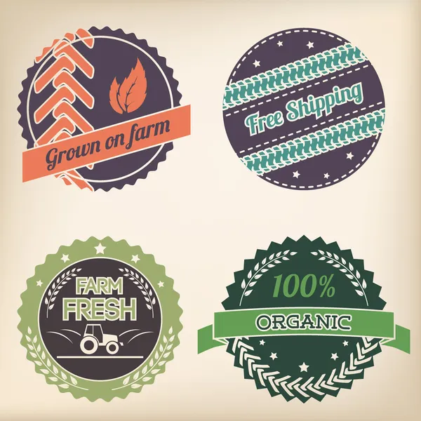 Retro organische badge set — Stockvector