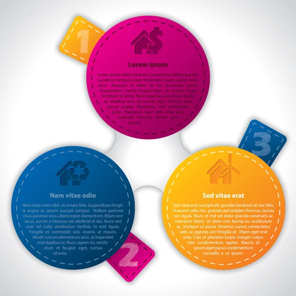Infographic σχεδιασμό με διαβαθμισμένη χρωματική Ετικέτες — Διανυσματικό Αρχείο