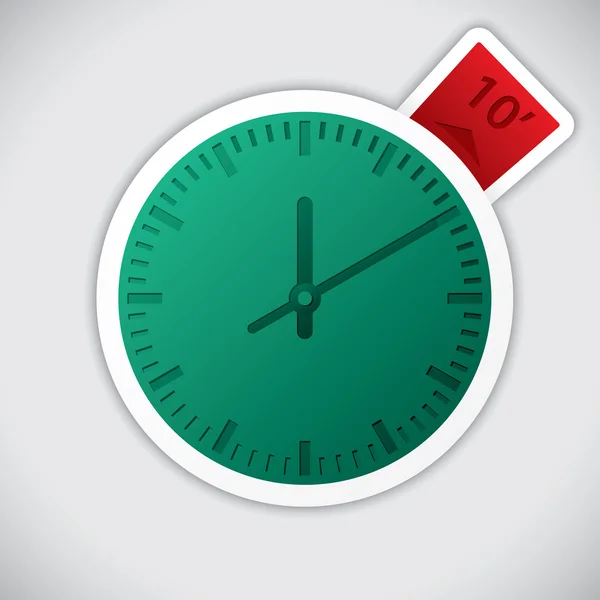 Autocollant horloge avec étiquette de 10 minutes — Image vectorielle