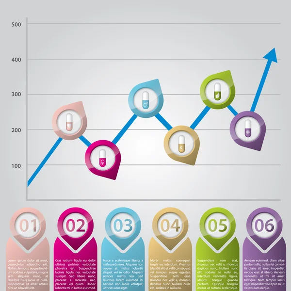 색상 포인터와 Infographic 차트 — 스톡 벡터