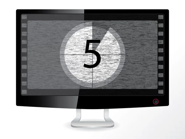 Countdown in einem schwarzen Monitor — Stockvektor