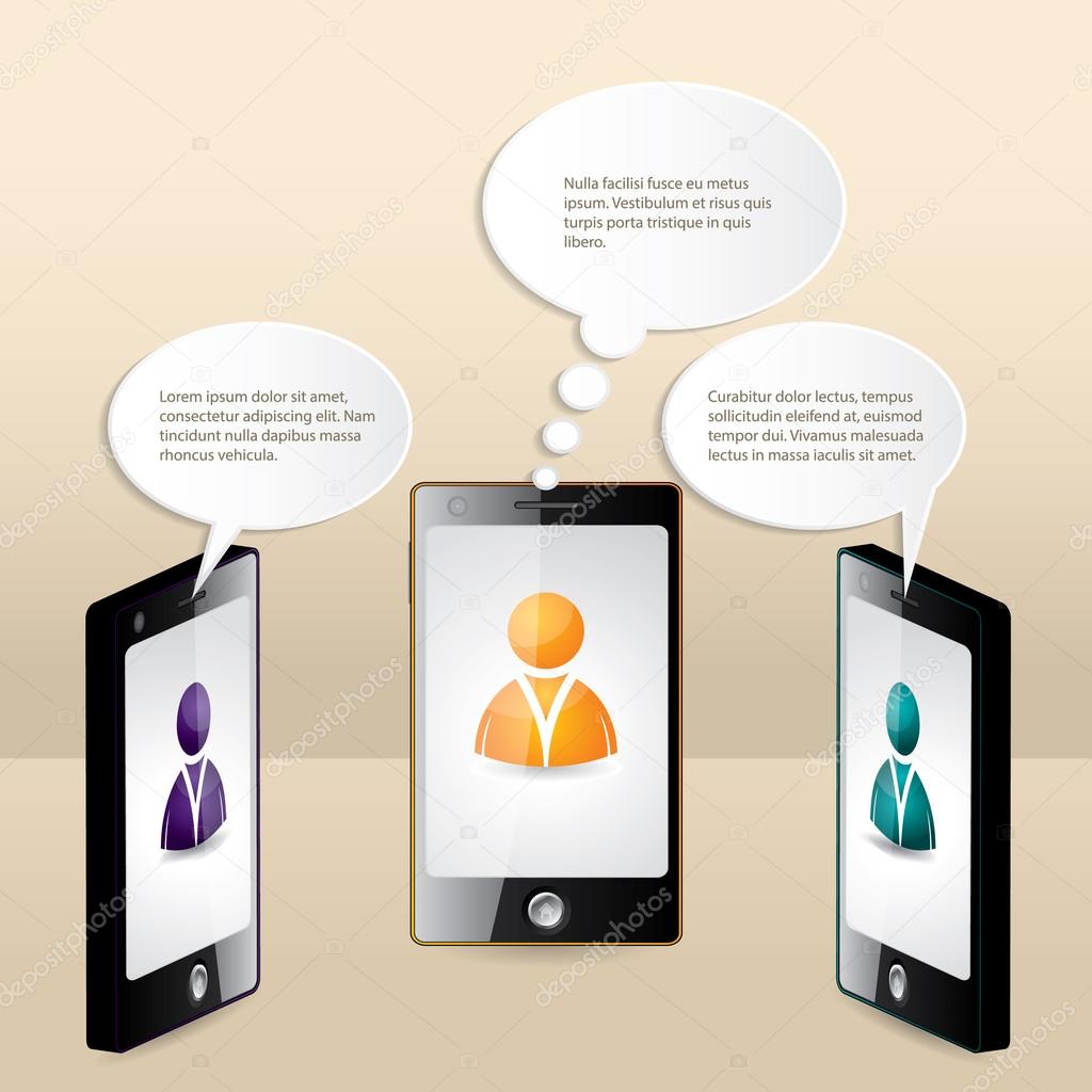 Smartphone conversation illustrated with speech bubbles