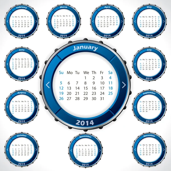 Design de calendário 2014 incomum e rotativo —  Vetores de Stock