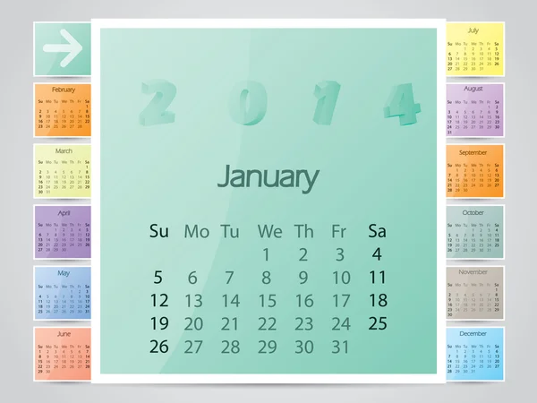 Enkel ram som färg 2014 kalender — Stock vektor