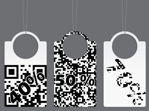 QR gecodeerd label instellen — Stockvector